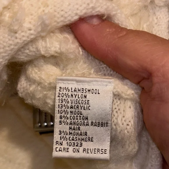 Talbots ivory sequin turtleneck sweater wool cashmere blend - Picture 8 of 9